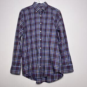 Peter Millar Men's Purple Blue Plaid Long Sleeve Button Down Shirt Sz M Everyday